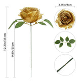 20Pcs Gold Roses Artificial Flowers Fake Roses Real Looking Silk Flowers Bulk Big Faux Flowers With Stems For Wedding Centerpieces Table Home Party Decoration Bridal Floral Arrangement (Gold)