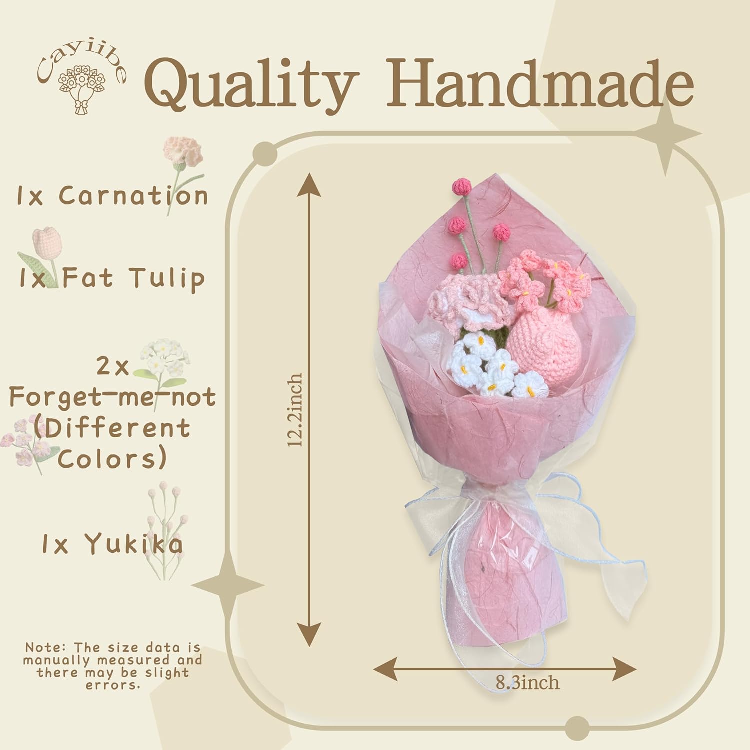 Carnation Crochet Flowers Bouquet Handmade Knitted Artificial Flowers Home Decor
