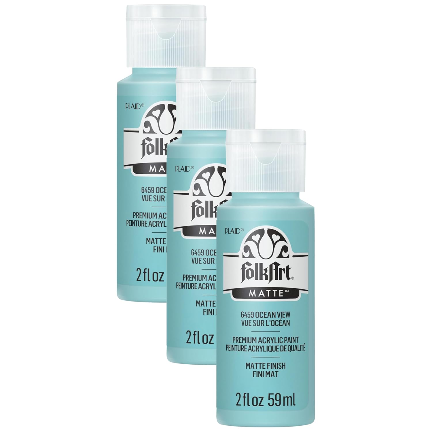 FolkArt Acrylic Paint in Assorted Colors (2 oz), Ocean View (Pack of 3)