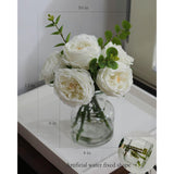 Artificial Flowers With White Roses In Vase, Fix Lifelike Fake Flowers In Vase With Artificial Water, Faux Flower Arrangements For Dining Table Centerpiece Decor