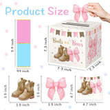 Baby Gender Reveal Pull Out Game, Baby Shower Game For Guests, Gender Reveal Box, Voting Box With 50 Ballot Cards, Boy Or Girl, Boots And Bows