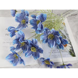Blue Cosmos Artificial Flowers 5Pcs 22 In Silk Faux Daisies Wild Flowers With Long Stems For Vase Decor Wedding Party Aisle Home Bathroom Patio Table Centerpiece Arrangement(Blue)
