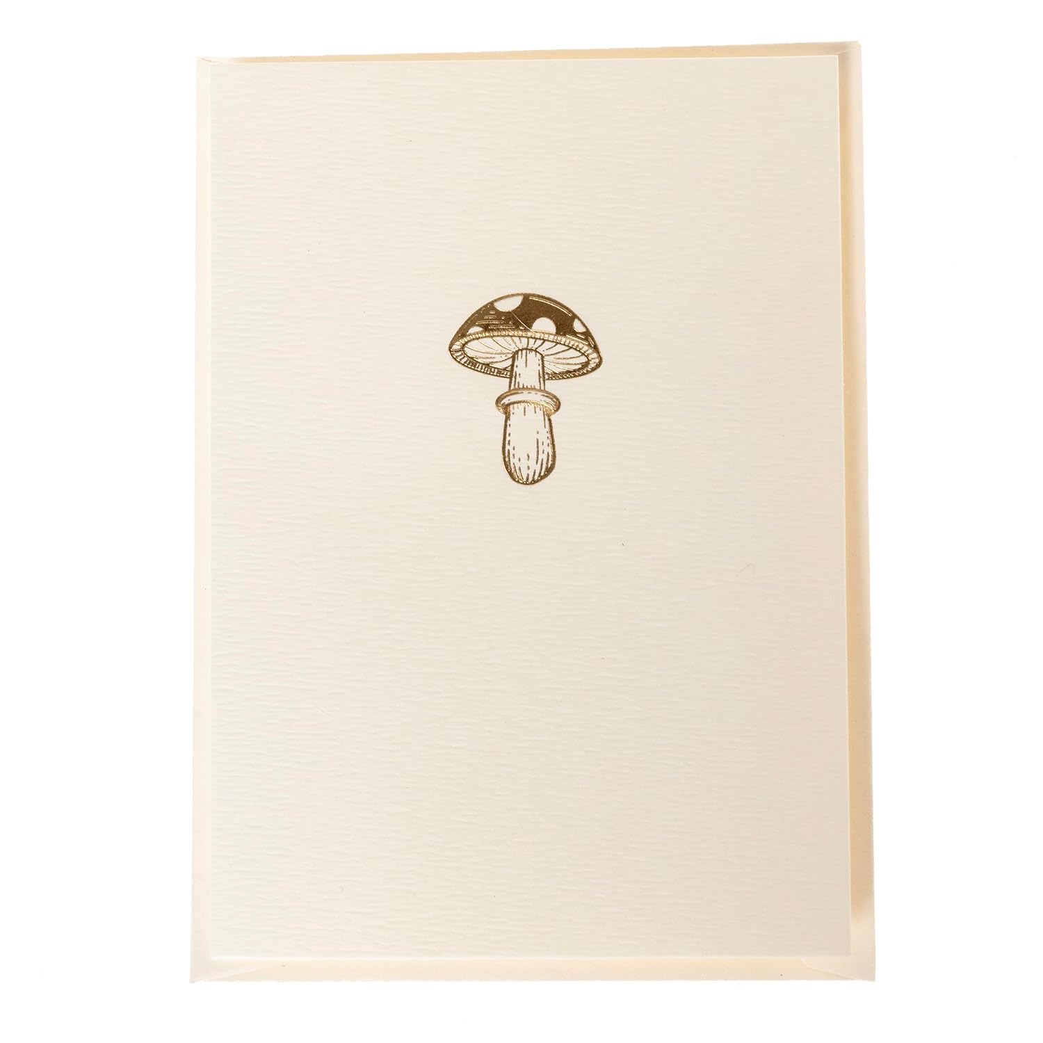 Mushroom Cards, Pack Of 10 Cards With Envelopes, All Occasion Greetings, Blank Inside, Gold Foil Embossing, La Petite Press Collection Boxed Set, 3.25" X 4.75"