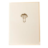 Mushroom Cards, Pack Of 10 Cards With Envelopes, All Occasion Greetings, Blank Inside, Gold Foil Embossing, La Petite Press Collection Boxed Set, 3.25" X 4.75"