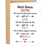 Bonus Mom Mother'S Day Card, Sweet Mothers Day Card For Best Stepmom, Birthday Card From Stepdaughter Stepson, Life Has Given Me The Gift Of You Card