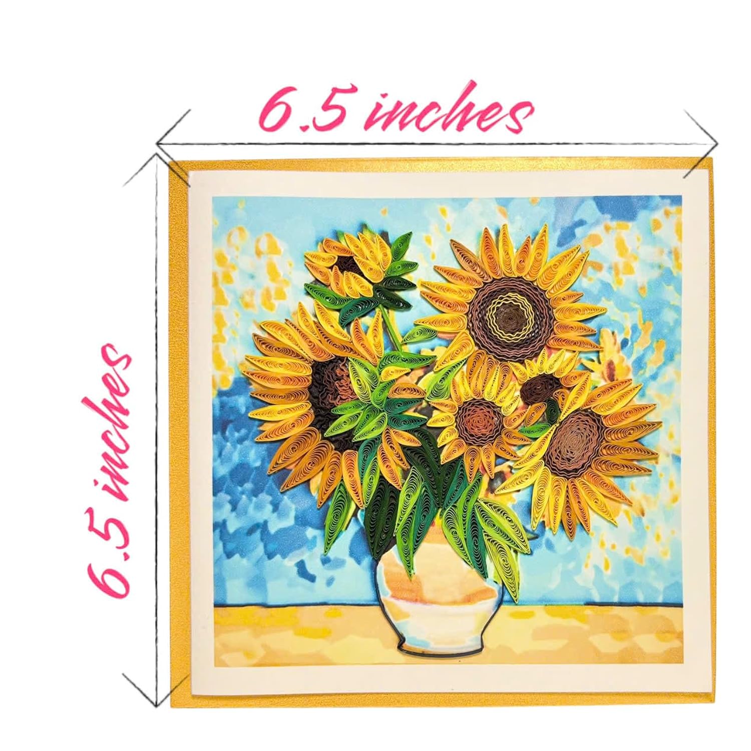 Handcraft Quilling Greeting Card Sunflower Design For Him Her, Friend, Mom, Dad, Daughter, Sister For Happy Birthday, Mother'S Day, Anniversary, Blank Inside, Includes Envelope, Ready To Gift
