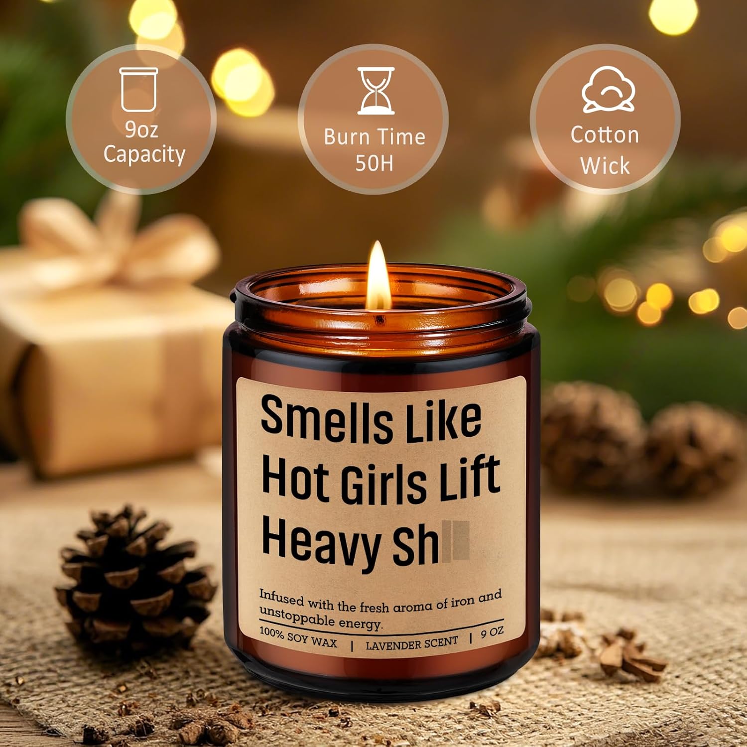 Candle, Weight Lifting Gifts, Weightlifting Accessories, Workout Gifts For Weightlifters Women, Funny Power Lifting Bday Idea For Gym Rat, Fitness Lover, Lifter, Powerlifting Girl, Bodybuilder