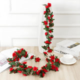 3 Pcs 8Ft Flower Garland Artificial Flowers For Outdoors Fake Rose Vine Ivy Silk Flowers For Decoration/Anniversary/Wedding Birthday/Christmas/Home Decor/Garden Decor (Red)