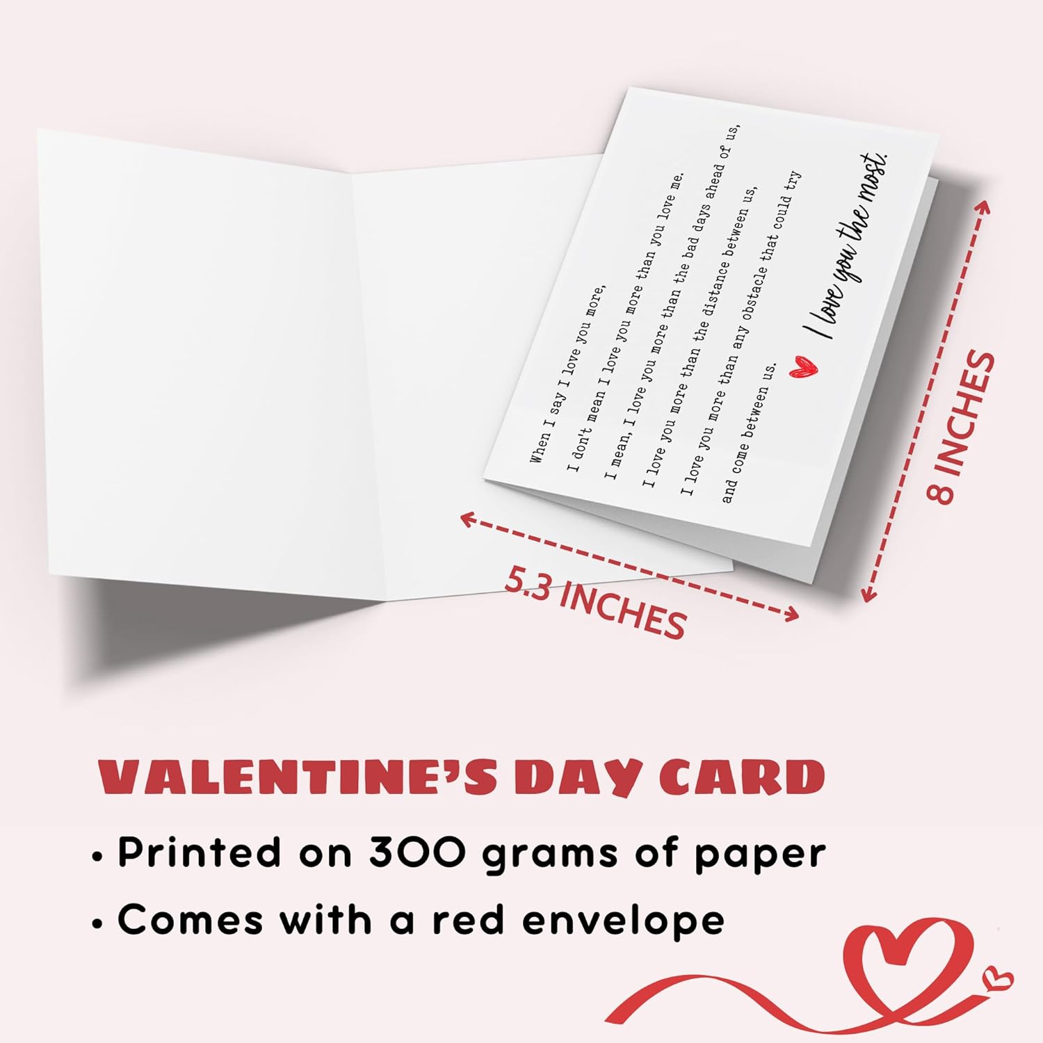 Anniversary Card For Him, Her, Boyfriend, Girlfriend, Husband, Wife, Men, Women, Couple - Anniversary Birthday Gifts For Couples - Single 5.3''X 8'' Folded Card With Red Envelope