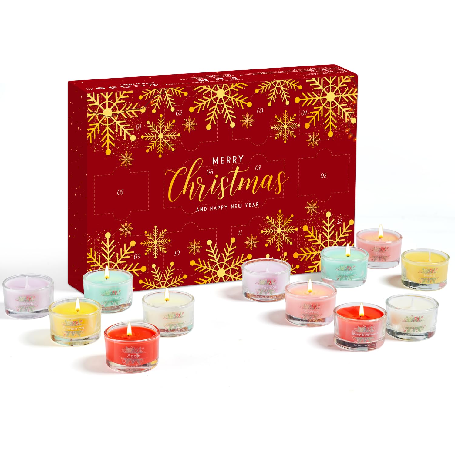 12 Mini Scented Candles Christmas Gift For Women Men- Natural Soy Wax, Festive Fragrances, Stocking Stuffers For Women, Coworkers, Secret Santa Gifts For Adult