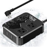 Outdoor Waterproof Power Strip 4 Outlets 3 USB Ports 6FT Weatherproof Extension Cord Black