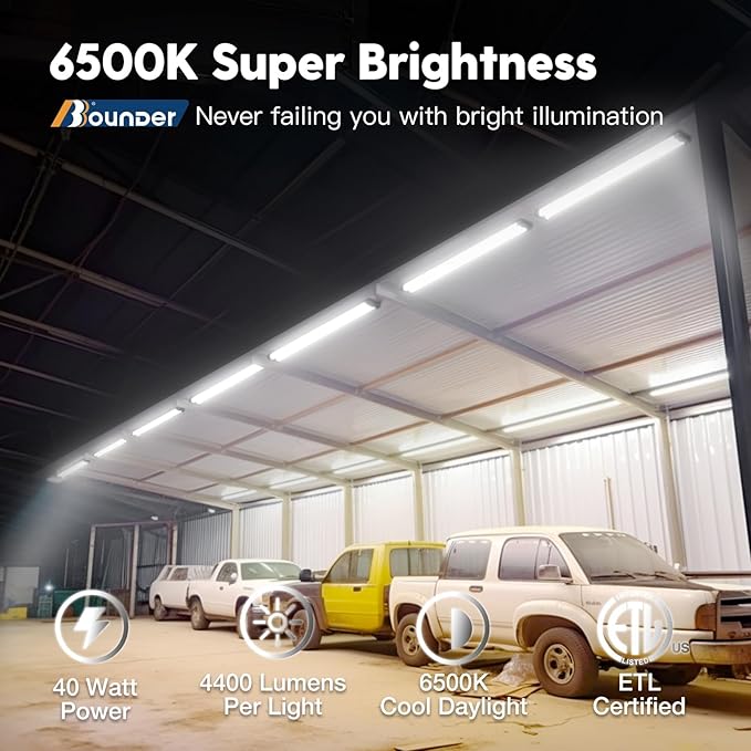 12 Pack 4FT Linkable LED Shop Lights 6500K 4400LM Cool Daylight with Reflector
