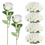 200 Pack Artificial Silk Roses Flowers - Milky White Fake Flowers For Wedding Decor, 3.7In(7Cm) Silk-Like Velvet Flower Heads With 50Cm Long Stems, Home Centerpieces, Bridal Shower (200, Milky White)