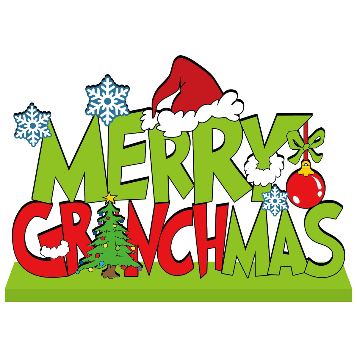 Christmas Decorations For Home Wood Table Centerpieces Green Merry Christmas Centerpieces For Tables 11.8X7.9Inch Large Size Christmas Tree Pattern Wood Tabletopper