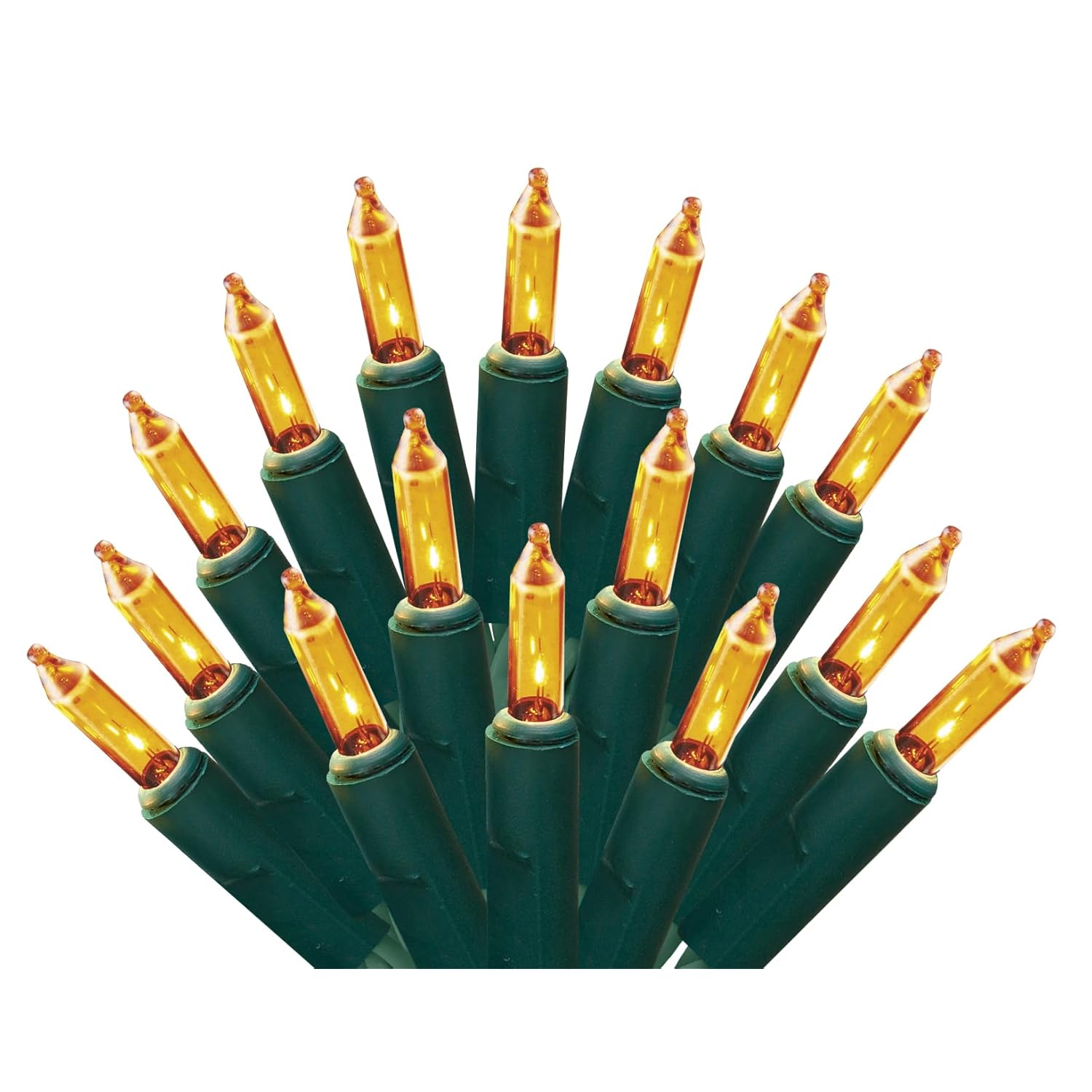 Holiday Pride Yellow Gold Christmas Lights On Green Wire - 100 Count Gold Christmas Tree Lights (24 Ft) - Indoor/Outdoor