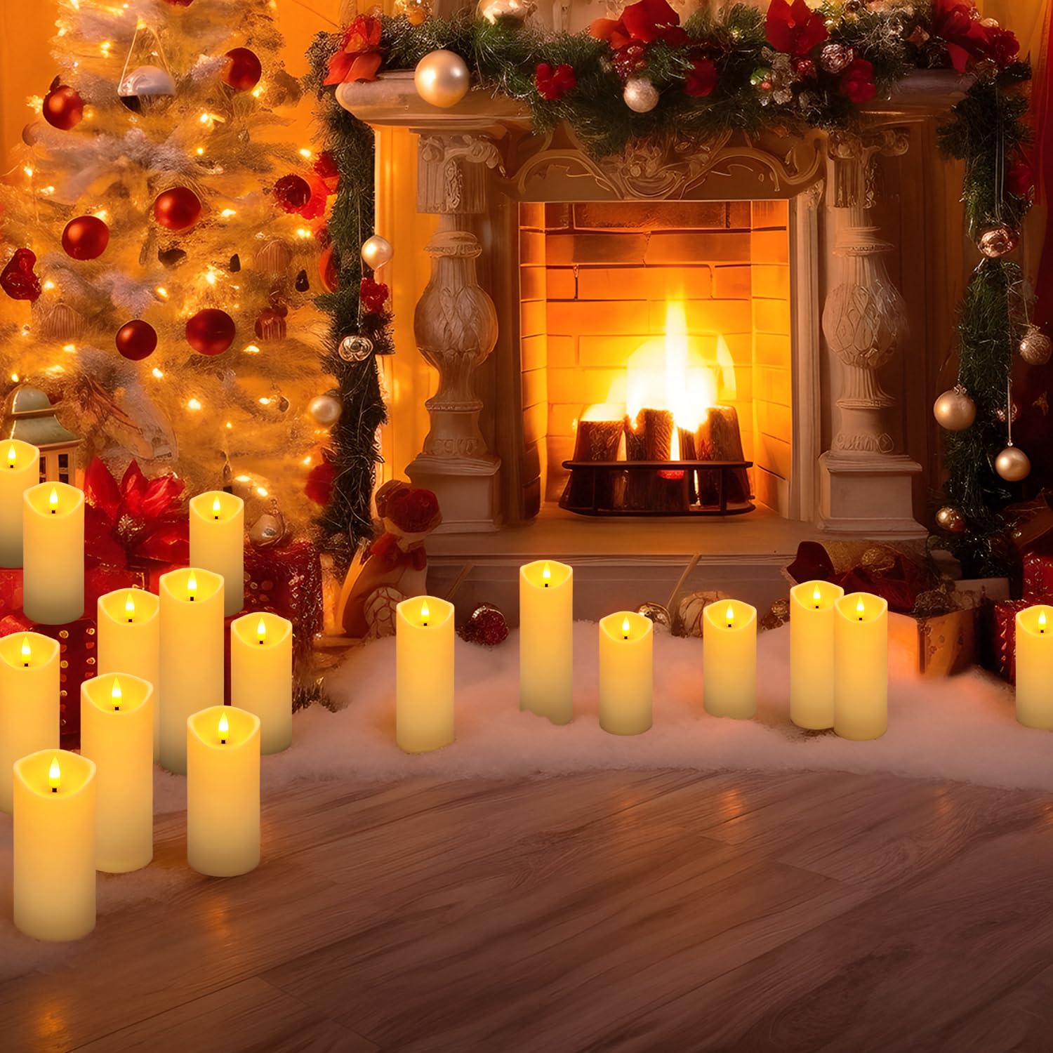 24 Pack Christmas Decoration Flickering Flameless Candles, Battery Operated Candles,Led Candles For Home Decor,Wedding,Halloween,Birthday,Valentine'Sday (D2.2 Xh 5" 6" 7" Ivory)