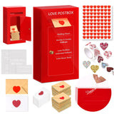 Romantic Love Postbox Acrylic Diy Red Love Notes Box With 50 Blank Love Notes With Envelopes & Cute Glitter Heart Stickers Roll I Love You Gift For Her Long Distance Couple Valentine'S Day Anniversary