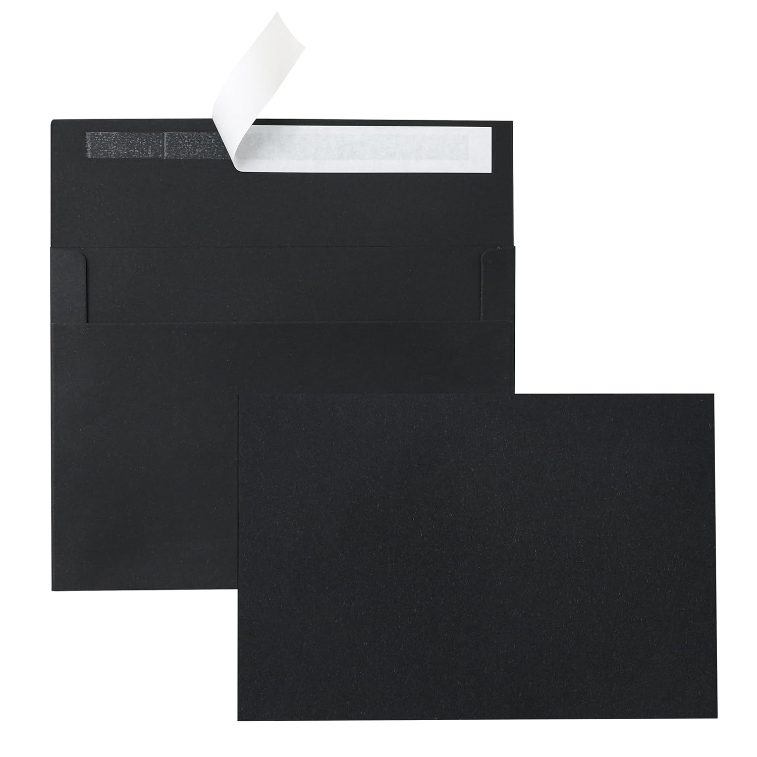 100 Packs Black Blank Flat Cards And Envelopes 5 X 7 Heavyweight Single Panel Cardstock And A7 Envelopes Self Seal For Diy Wedding Invitations, Party, Thank You Cards, Mailing