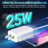 2 Pack 25W USB C Super Fast Wall Charger with Type C Cable for Samsung Galaxy