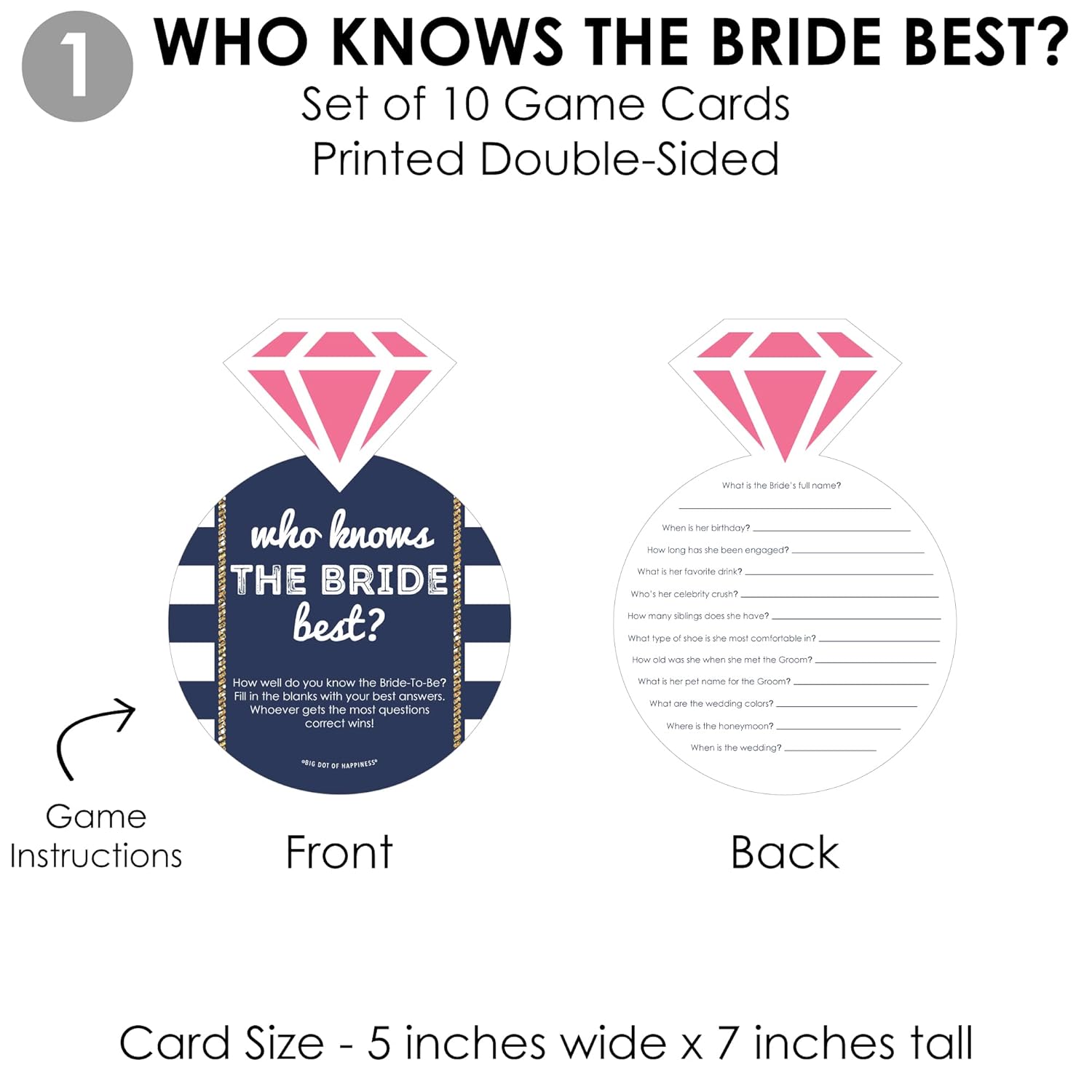 Big Dot of Happiness Last Sail Before The Veil - 4 Nautical Bridal Shower Games - 10 Cards Each - Gamerific Bundle