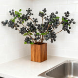 4 Pcs 22Inch Artificial Blueberries Stem With Green Leaves, Artificial Stems Blueberry Picks Fruit Fake Silk Flowers For Centerpieces Farmhouse Holiday Party Wedding Decor (Blue)