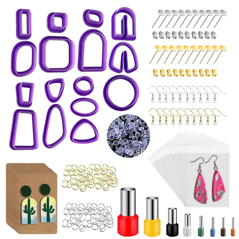 Polymer Clay Earring Cutters, 18Pcs Clay Earring Cutters Plastic With Earring