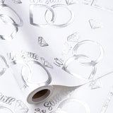 Anniversary Wrapping Paper Roll, Mini Roll, Silver Foil We Still Do Design With Wedding Ring, Elegant Gift Wrap For Wedding, Anniversary, Engagement, Bridal Shower, 17 Inches X 16.4 Feet