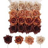 Artificial Flowers Combo Box Set 16Pcs Fake Rose Silk Flower With Stem For Diy Wedding Bouquets Centerpieces Baby Shower Party Home Fall Decoration (Gradient Burnt Orange)