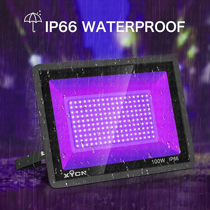 3 Pack 100W LED Black Lights IP66 Waterproof Blacklight Flood Lights for Glow Party