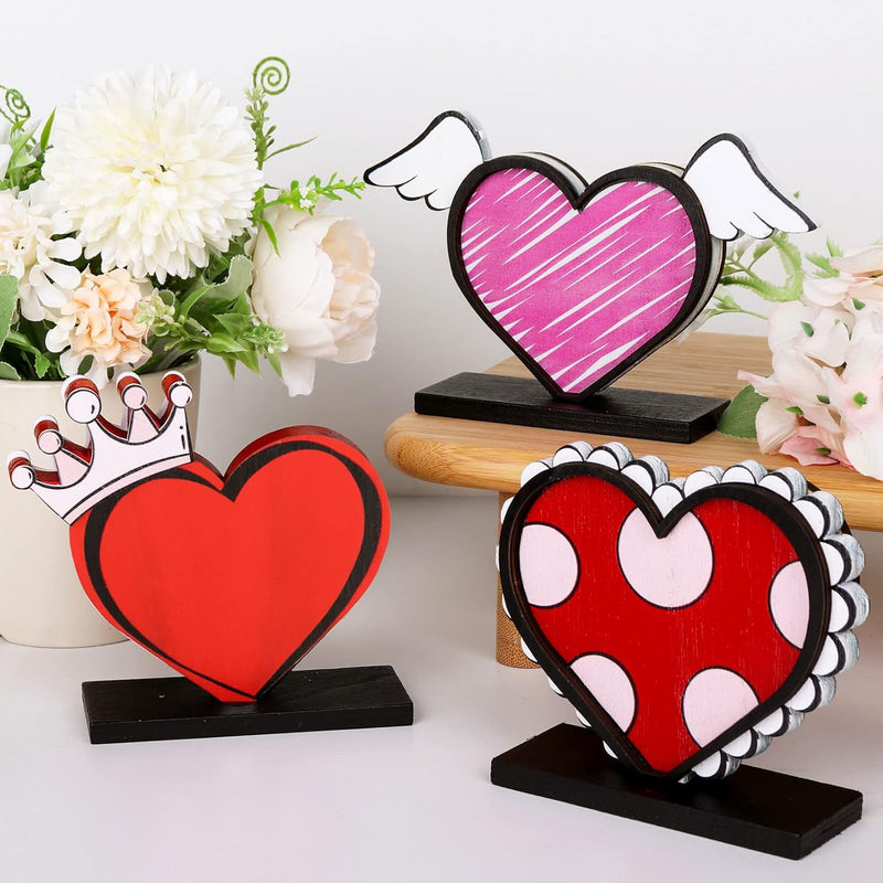 3Pcs Valentines Day Decor Heart Table Decorations Sign, Valentines Day