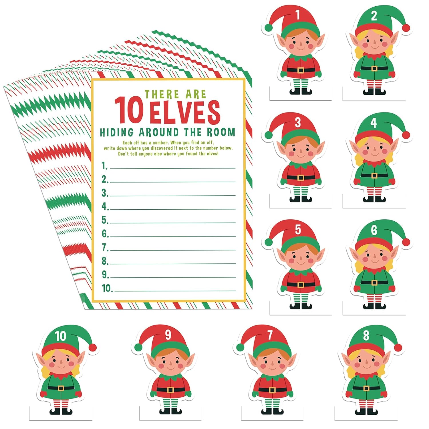 26 Pcs Christmas Holiday Elf Game Card Hiding Around The Room With 16 Elf Game Card Christmas Birthday Party Activities For Class School Home Decoration