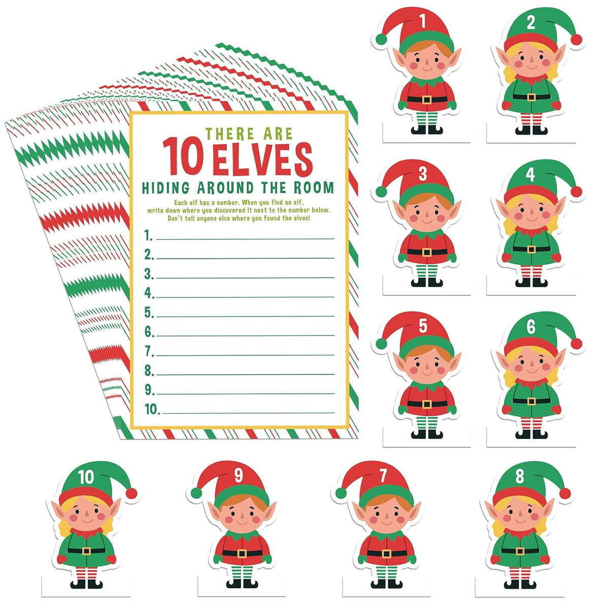 26 Pcs Christmas Holiday Elf Game Card Hiding Around The Room With 16 Elf Game Card Christmas Birthday Party Activities For Class School Home Decoration