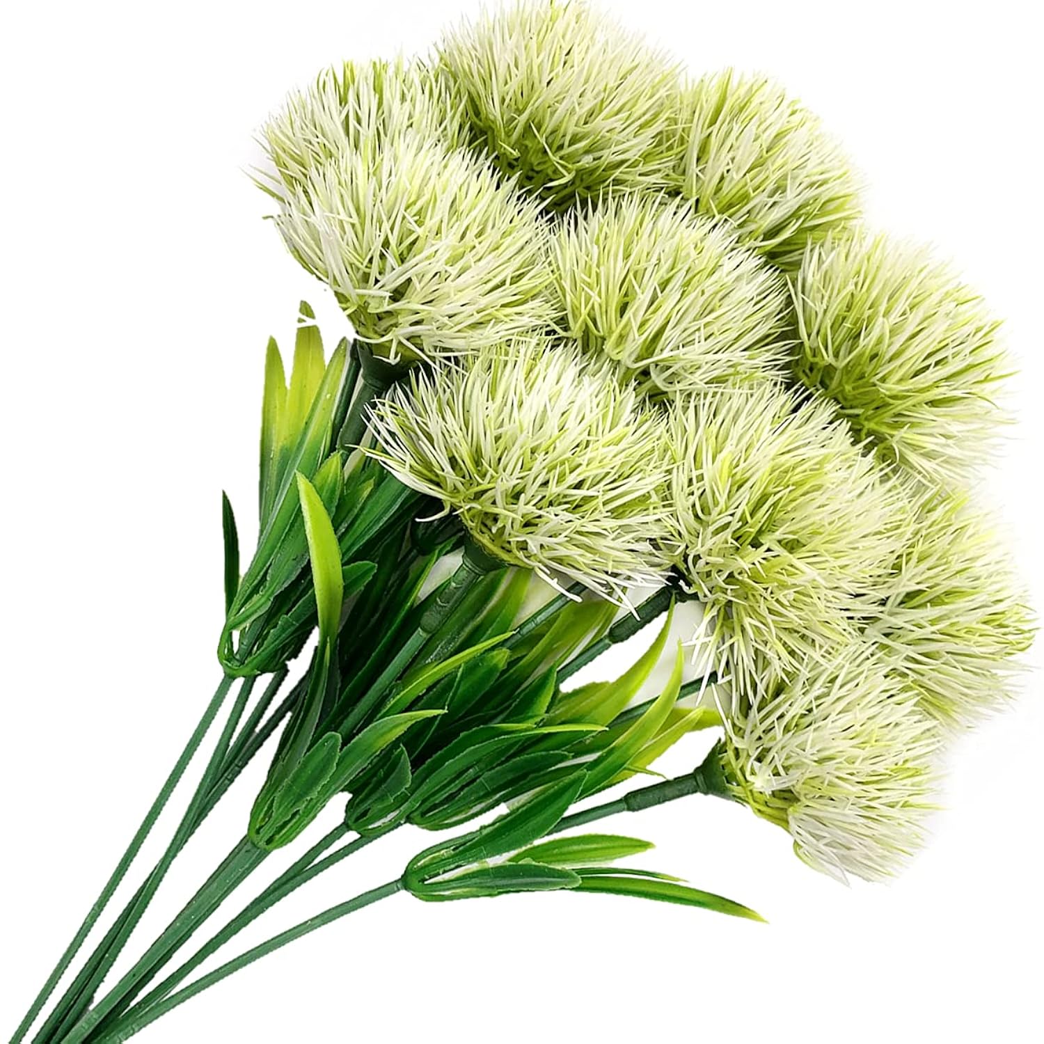 Fake Dandelion Flowers (White 10 Pcs), Artificial Plants Plastic Shrubs Bushes Decor Faux Stems Outdoor Indoor Home Garden Party Wedding Diy Planting Filler Decoration