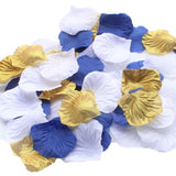 900 Pack Mixed Royal Blue Gold White Silk Wedding Flower Rose Party Centerpieces Wedding Confetti Table Scatters Christening Baby Boy Shower Decoration Favor