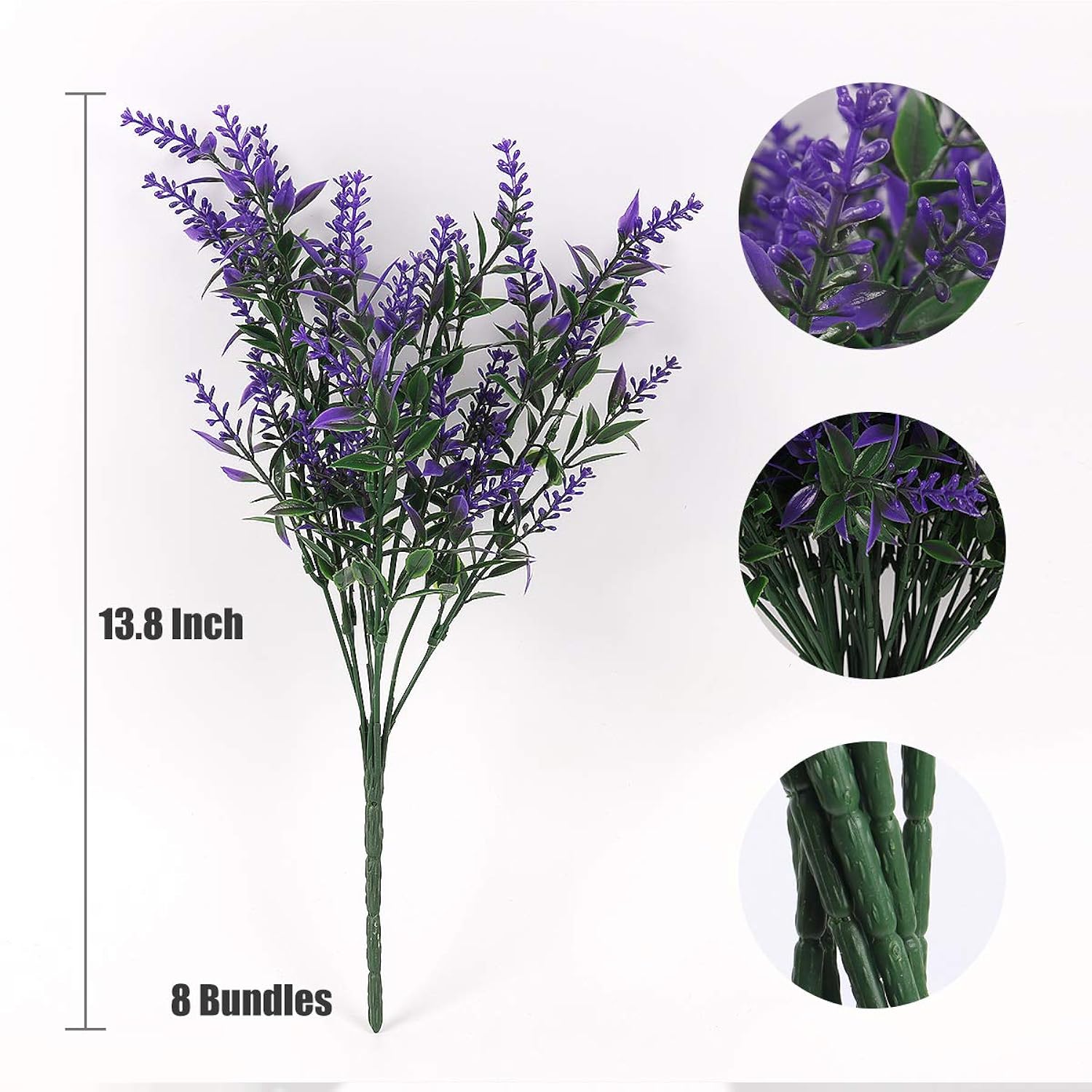 Artificial Greenery Lavender Fake Shrubs Flowers 8 Bundles Uv Resistant Hanging Planter Flora Fence Indoor Outside Decor Wedding Table Flowers Arrangement Bouquet Filler (Purple)