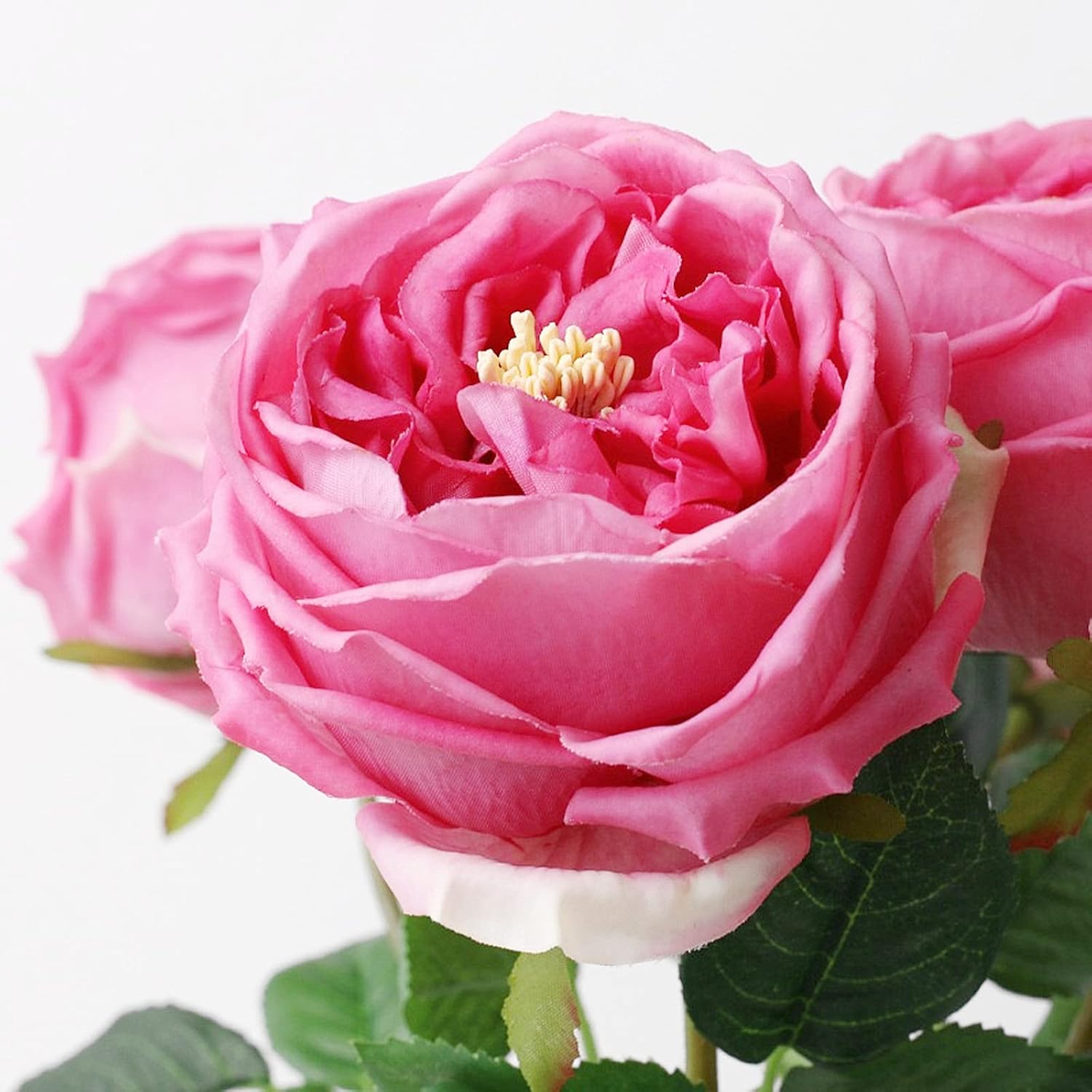 Real Touch Austin Roses 4 Pcs Artificial Flowers Rose Red Fake Silk Flowers For Home Decor Flower Arrangement Wedding Party Decoration