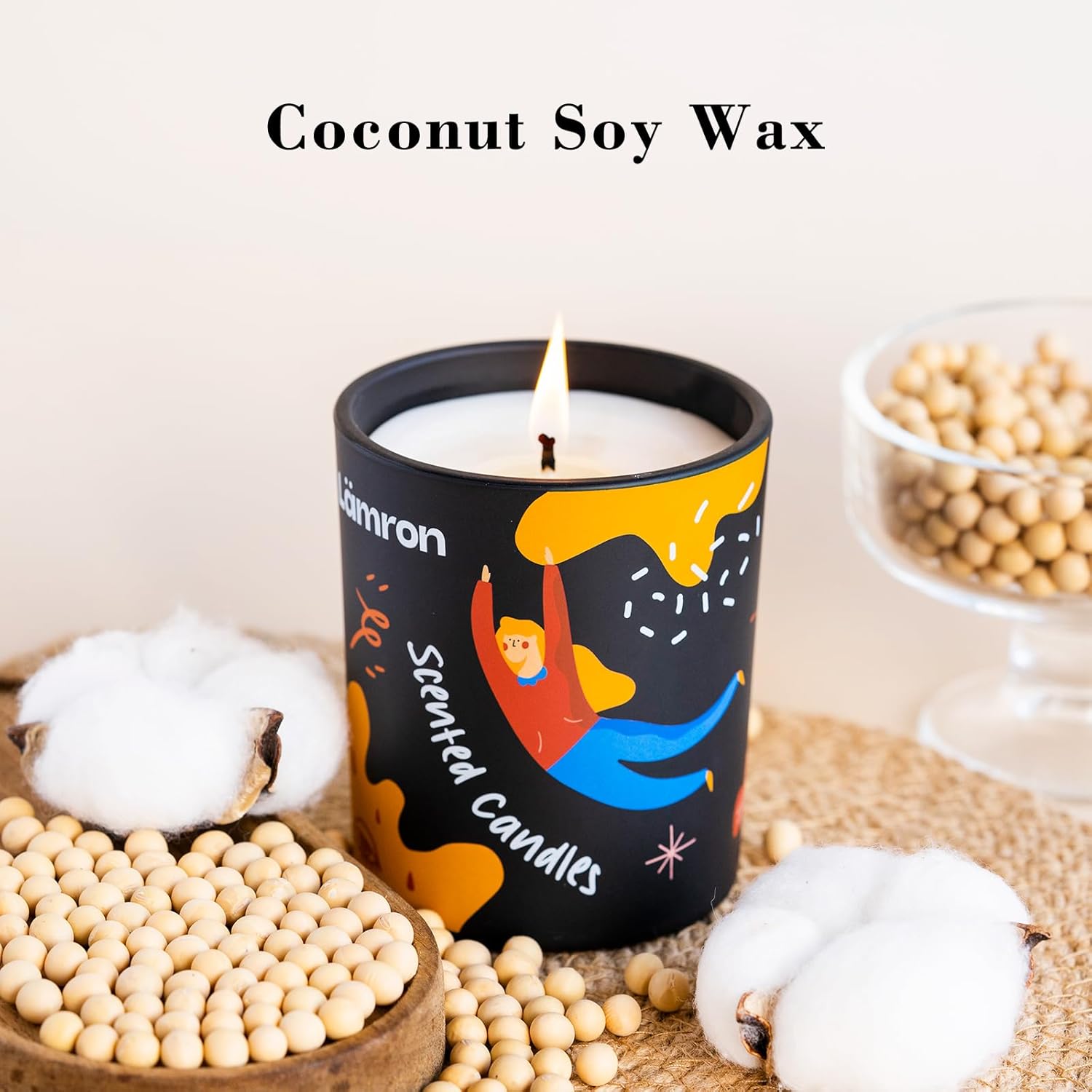 Lamron Moroccan Mint Tea Scented Candle - Cute Aesthetic Home Decor, 7.1Oz Coconut Soy Wax, Strong Refreshing Aromatherapy For Stress Relief, 45H Burn Time Gift