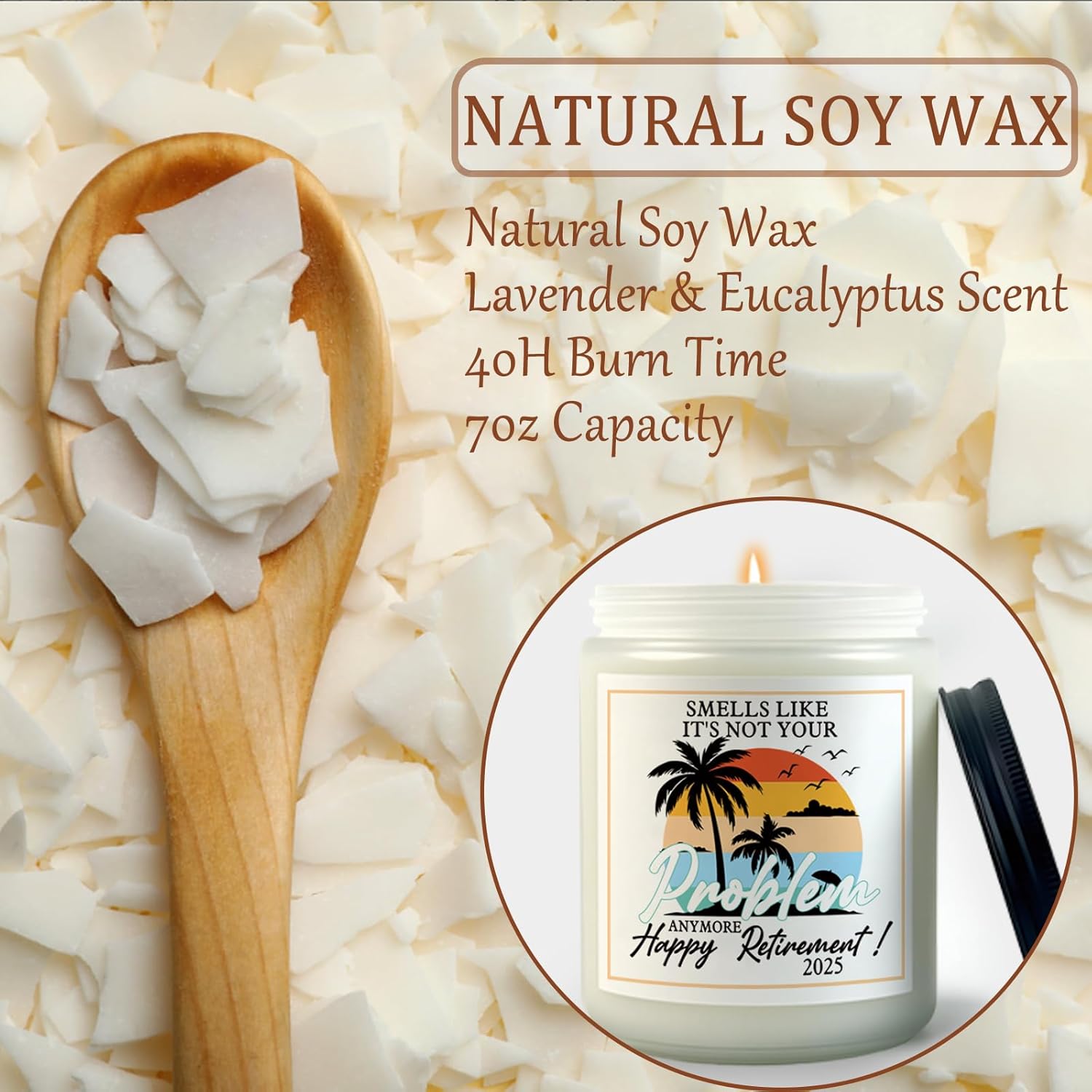 Retirement Gifts For Woman Men, Lavender Scented Soy Candle (7Oz), Happy Retirement Gift For Coworker Colleague Boss Teachers Nurses Friends