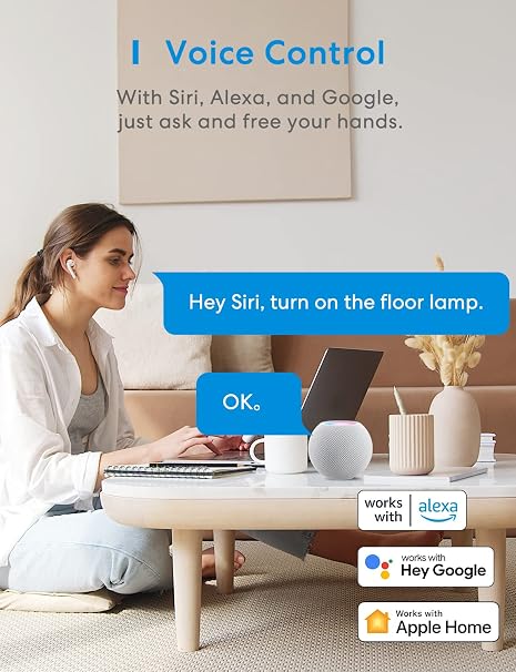 Smart Wi-Fi Power Strip with 4 Outlets 4 USB Ports PD 20W USB-C and 6 ft Flat Cord