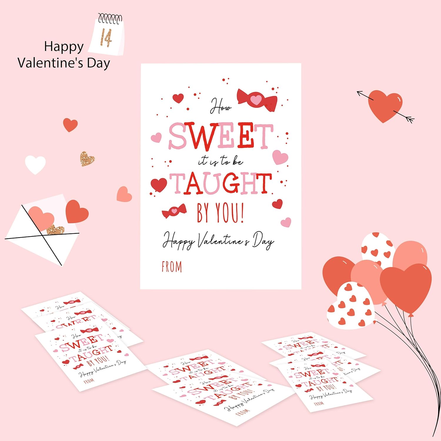 30 Pcs How Sweet It Is To Be Taught By You Valentine'S Day Card, Sweet Teacher Valentine, Student Valentine Card, Preschool Cute Valentine Cards, Valentine Card For Teacher Vds02