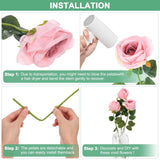 20-Pack Rose Artificial Flowers With Long Stem, Silk Faux Roses Plastic Bouquets Real Touch Faux Flowers For Home Decor/Wedding/Christmas/Diy/Party/Garden Office [Dark Light Blue]