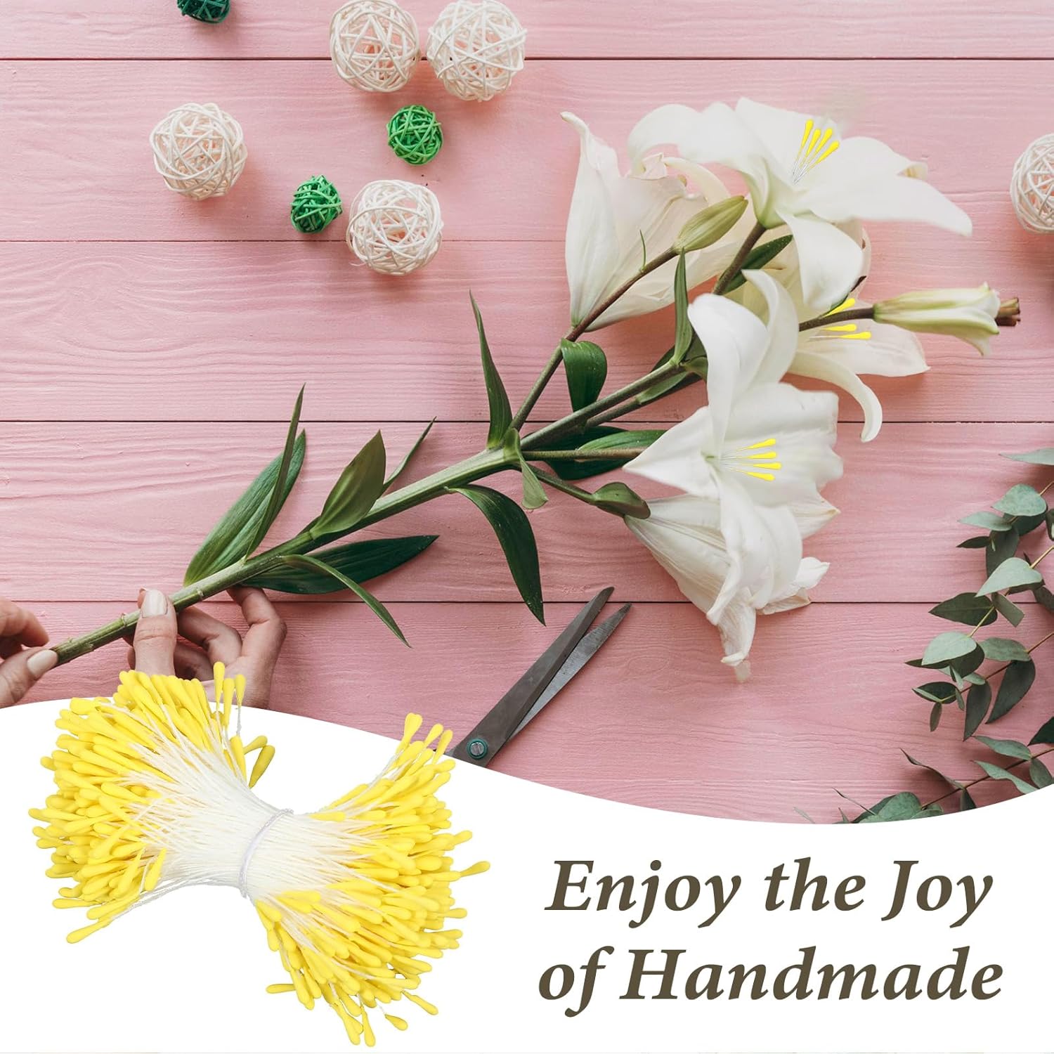 1600Pcs Double Heads Flower Stamen, Matte Stamens For Flower Making, Stamens For Crafts Artificial Pearlized Floral, Scrapbook Decoration For Artificial Flowers Diy Wedding Party Home Scrapbook