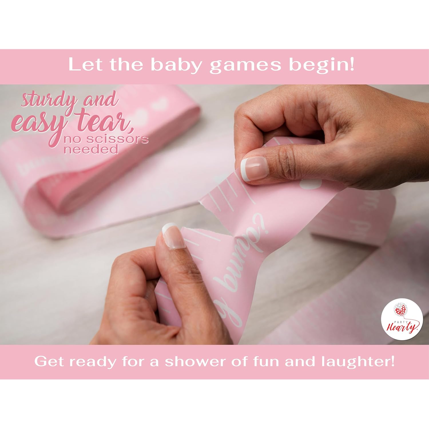 Funny Baby Shower Games For Girl Activities, 2 Rolls, 2 Inches X 150 Feet, Pink Tummy Measure, Fun & Easy Idea