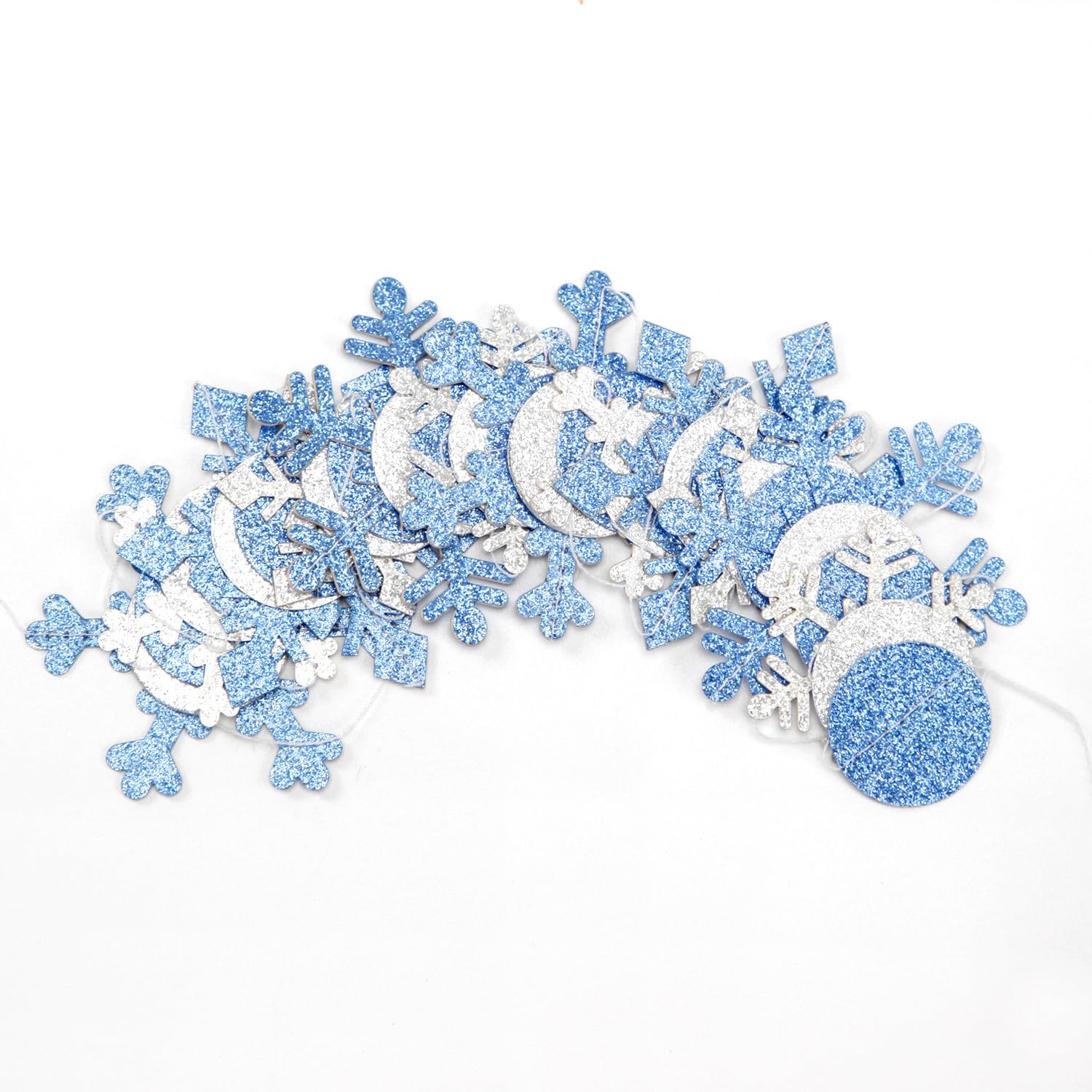 Snowflake-Snow Blue-Silver Christmas Party-Decoration Garland - 52Ft White Winter Wonderland Frozen Hanging Paper Streamers,Birthday New Year Baby Shower Supplies Classroom Decor
