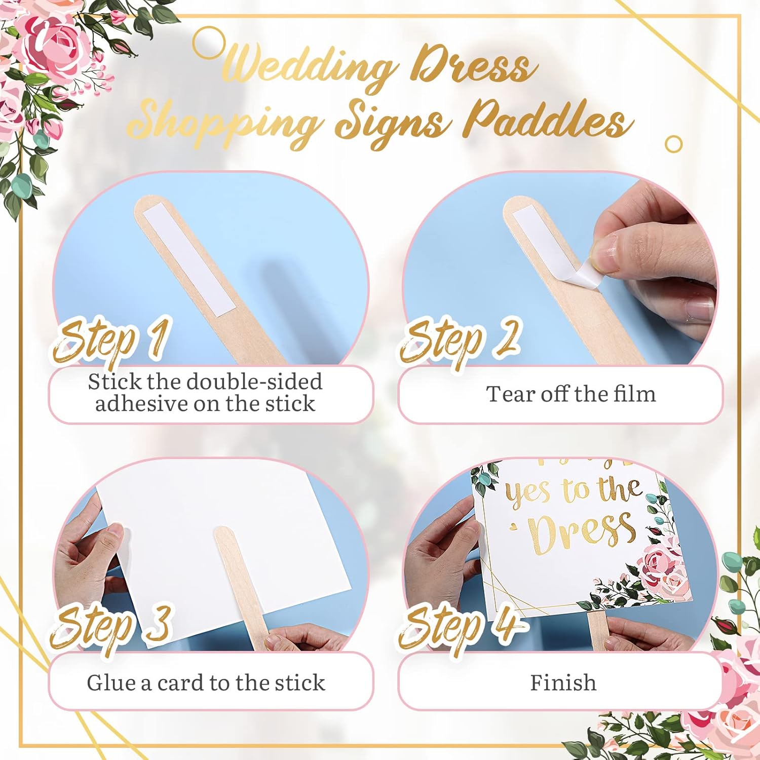 33 Pieces Say Yes To The Dress Signs Paddles Wedding Dress Shopping Signs With Wood Sticks And Double Side Tape For Bridesmaids And Brides Bachelorette Party Games Gifts