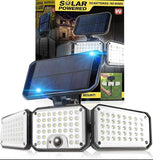 Solar Flood Light 500 Lumen Outdoor LED Security Light with Motion Sensor 360 Degree 3 Panel Design