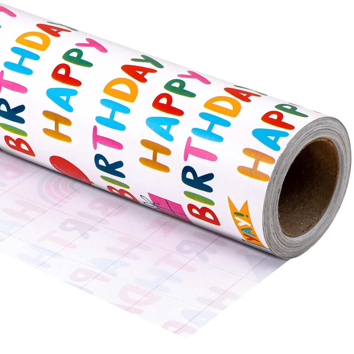 30 Inch Birthday Wrapping Paper Roll - Happy Birthday Wrapping Paper For Holiday, Party, Baby Shower - 30 Inch X 33 Feet