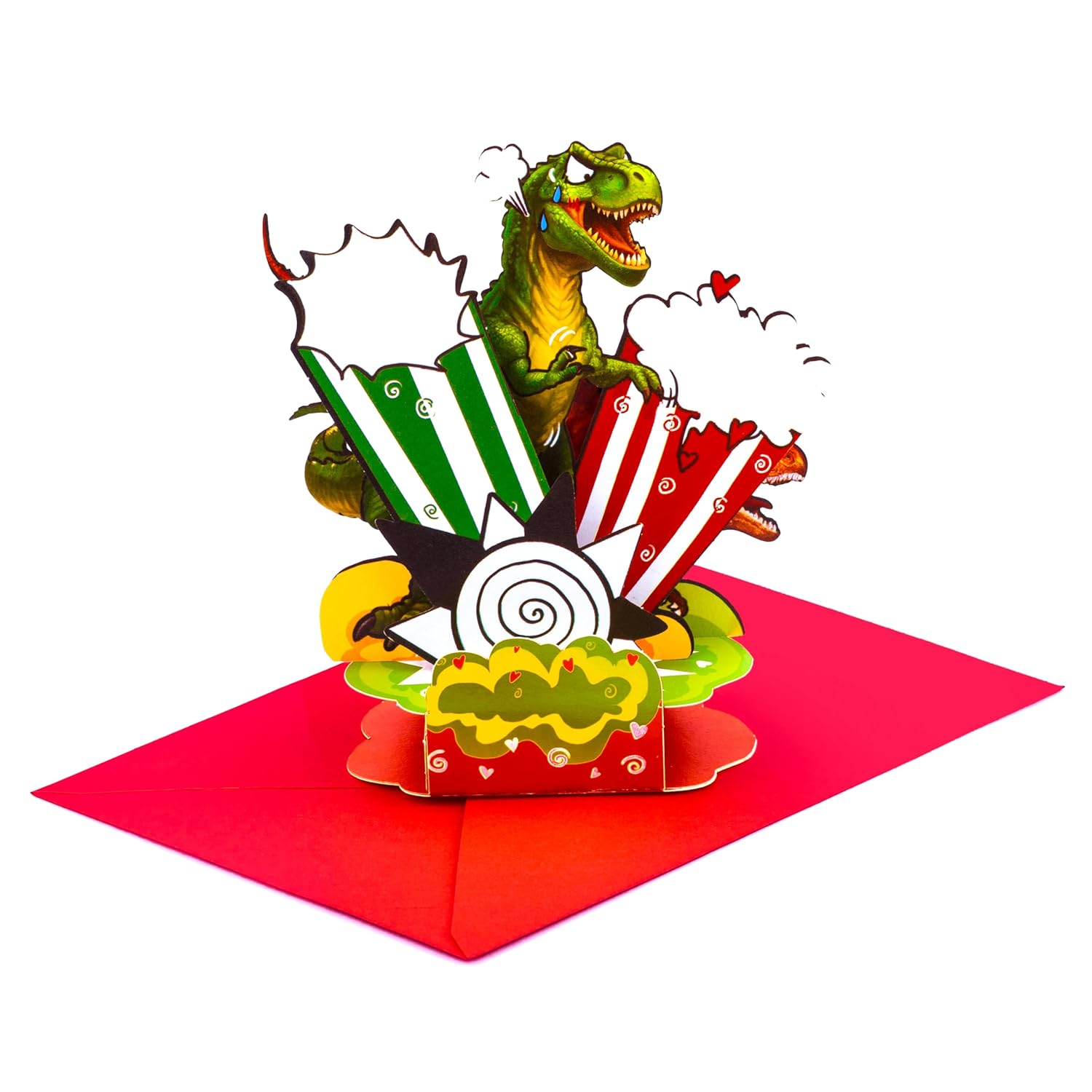 Funny Dino Pop Up Thank You Card, 5.5 Inches Dinosaur 3D Greeting Card With Playful Humor, Unique Thank You Gift For Anniversary, Valentine’S Day, Him, Her, Includes Envelope & Message Note