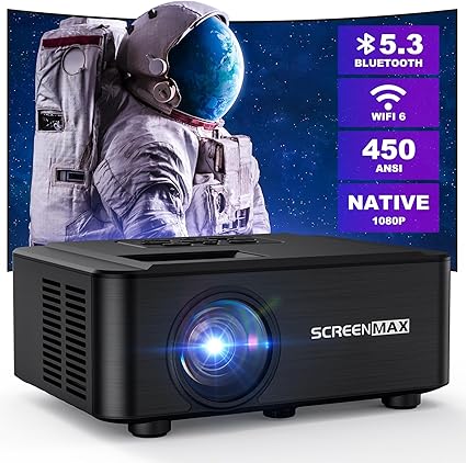 1080P Projector, WiFi/Bluetooth, 2024, 450 ANSI, Zoom, Outdoor, TV Compatible