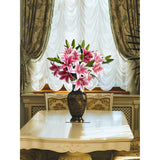Yalzone 2 Pcs 28 Inch Pink Artificial Lily Flowers Fake Real Touch Lily 3 Heads 2 Buds Pink Flowers Artificial Faux Lily For Home Office Decor Wedding Bouquet Decoration Table Centerpiece (W045)